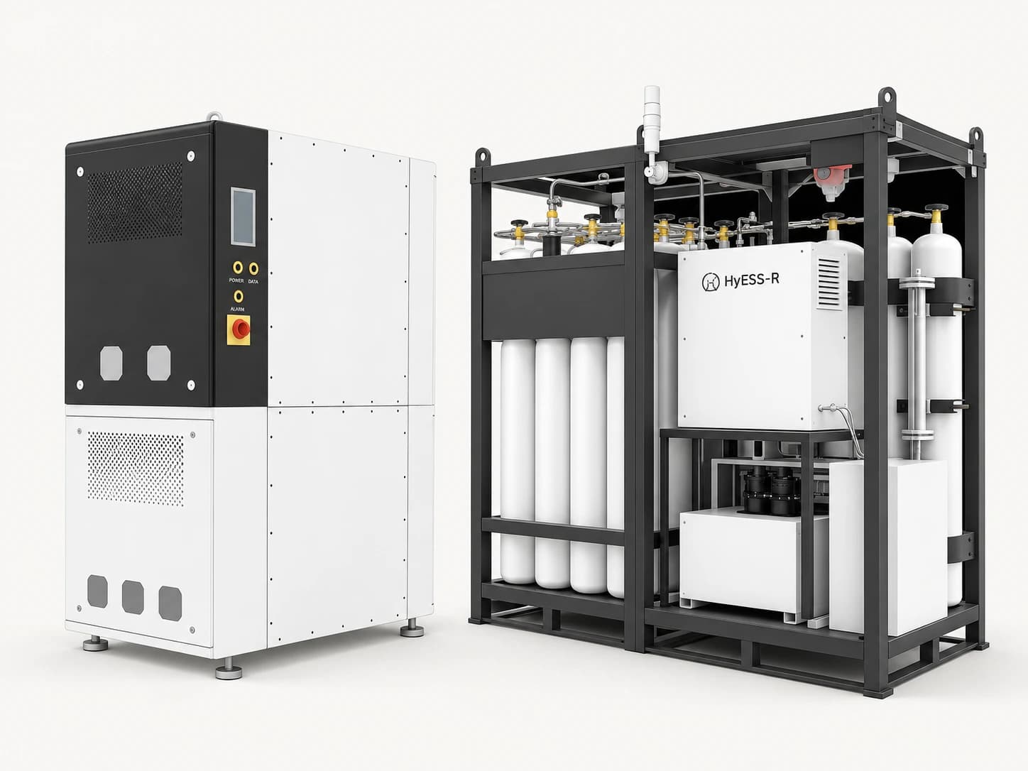 HyESS-R indoor cabinet and outdoor hydrogen storage unit